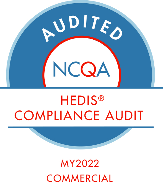Seal Displaying NCQA HEDIS Commercial Compliance Audit for 2022